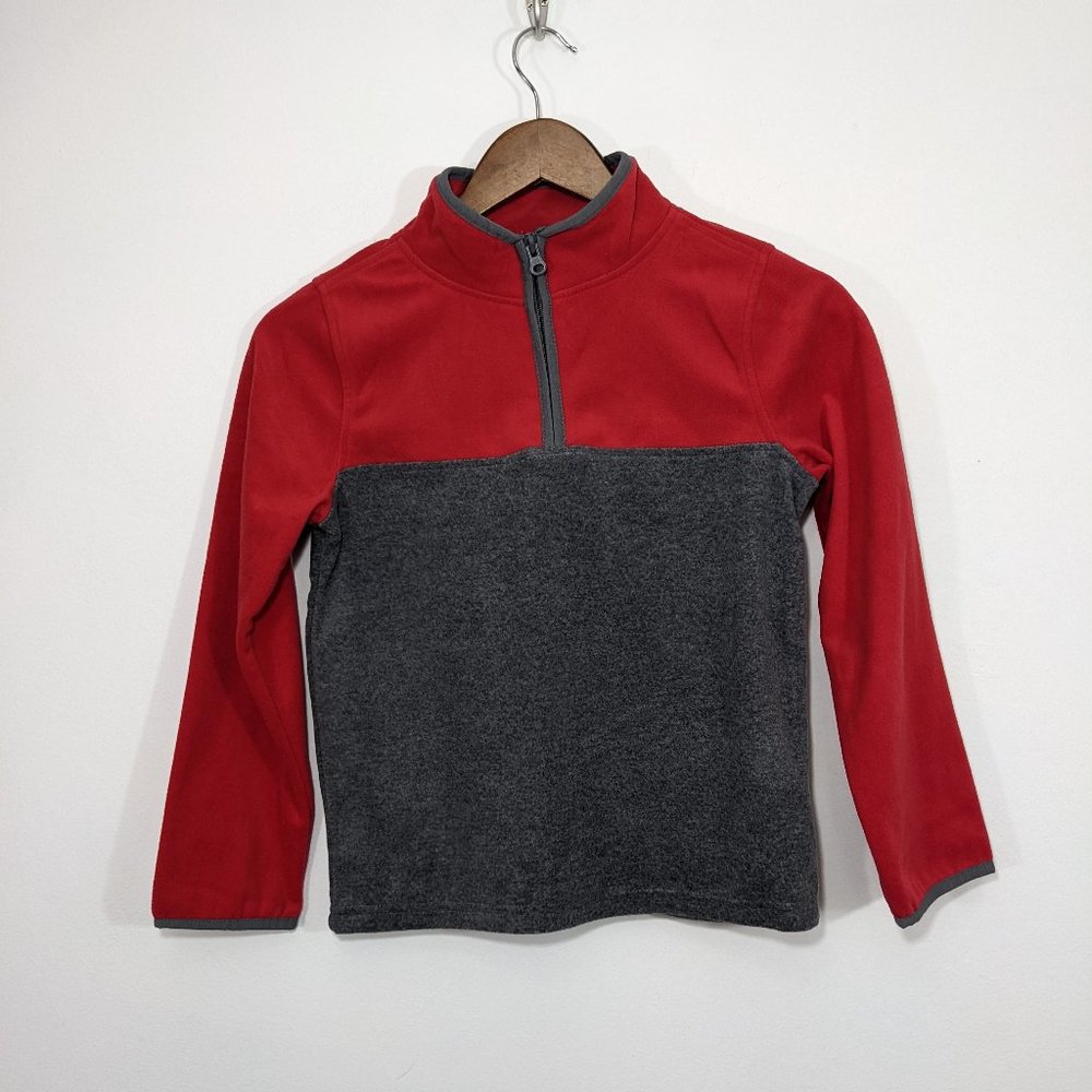 NWT Oshkosh b'gosh SZ 10 Red/Grey Long Sleeve Sweatshirt 1/4 Zip Boys